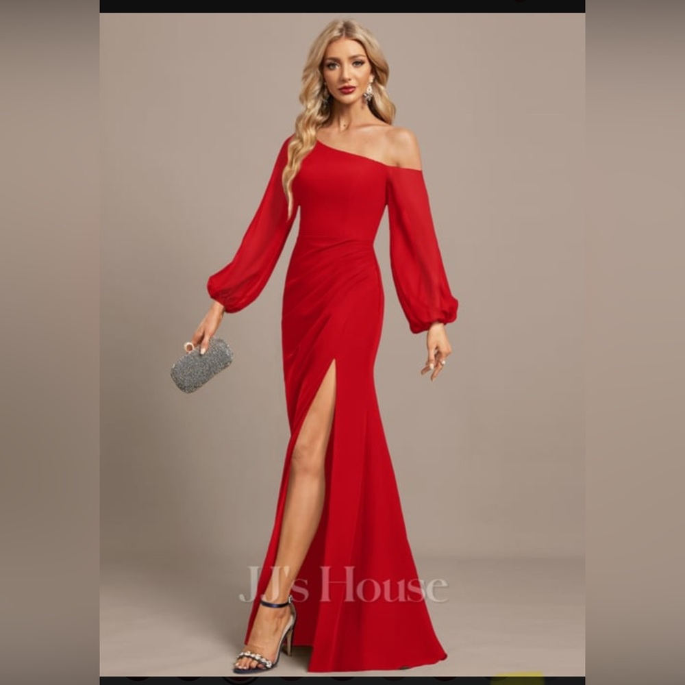 JJs House Vibrant Red Long Sleeve Dress